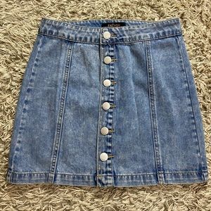 Charlotte Russe Refuge Button-Up Denim Mini Skirt